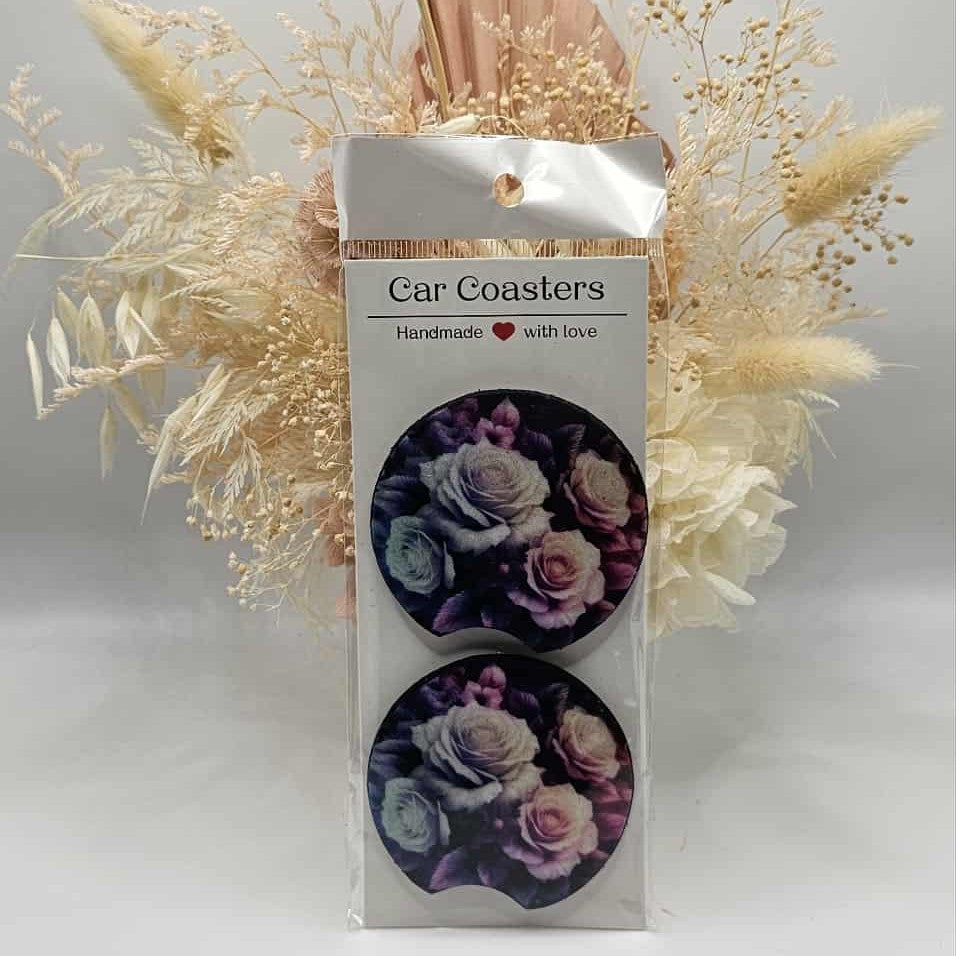 Multicolour Roses Car Coasters