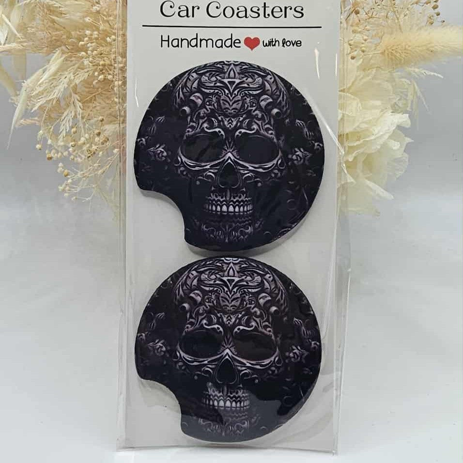 Black Skull Car Coasters