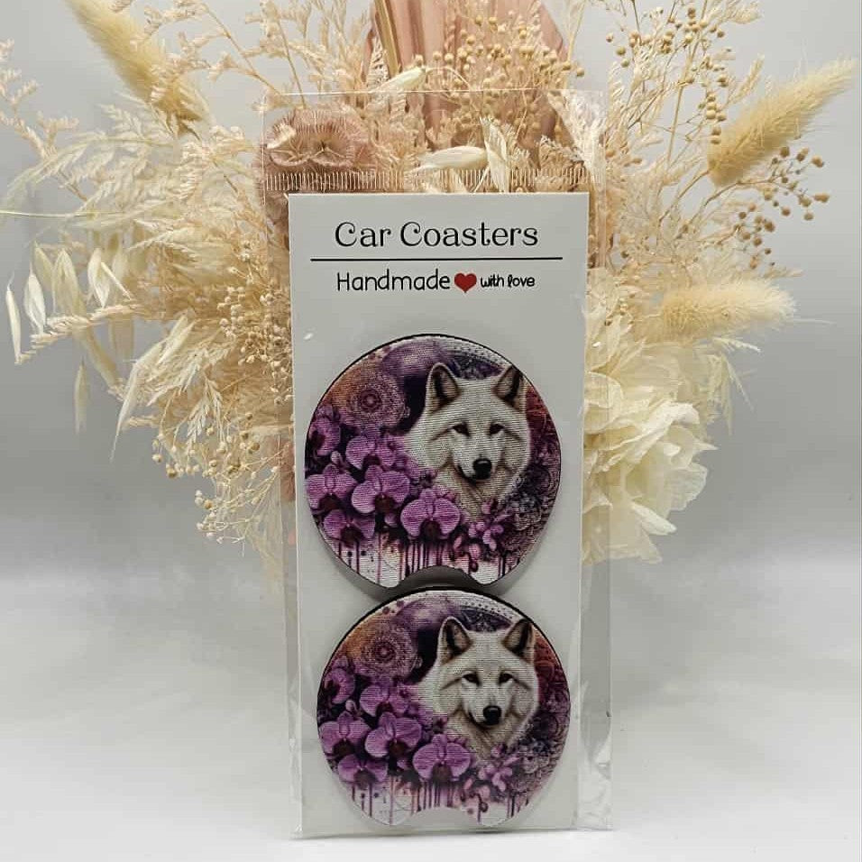 White Wolf Car Coasters