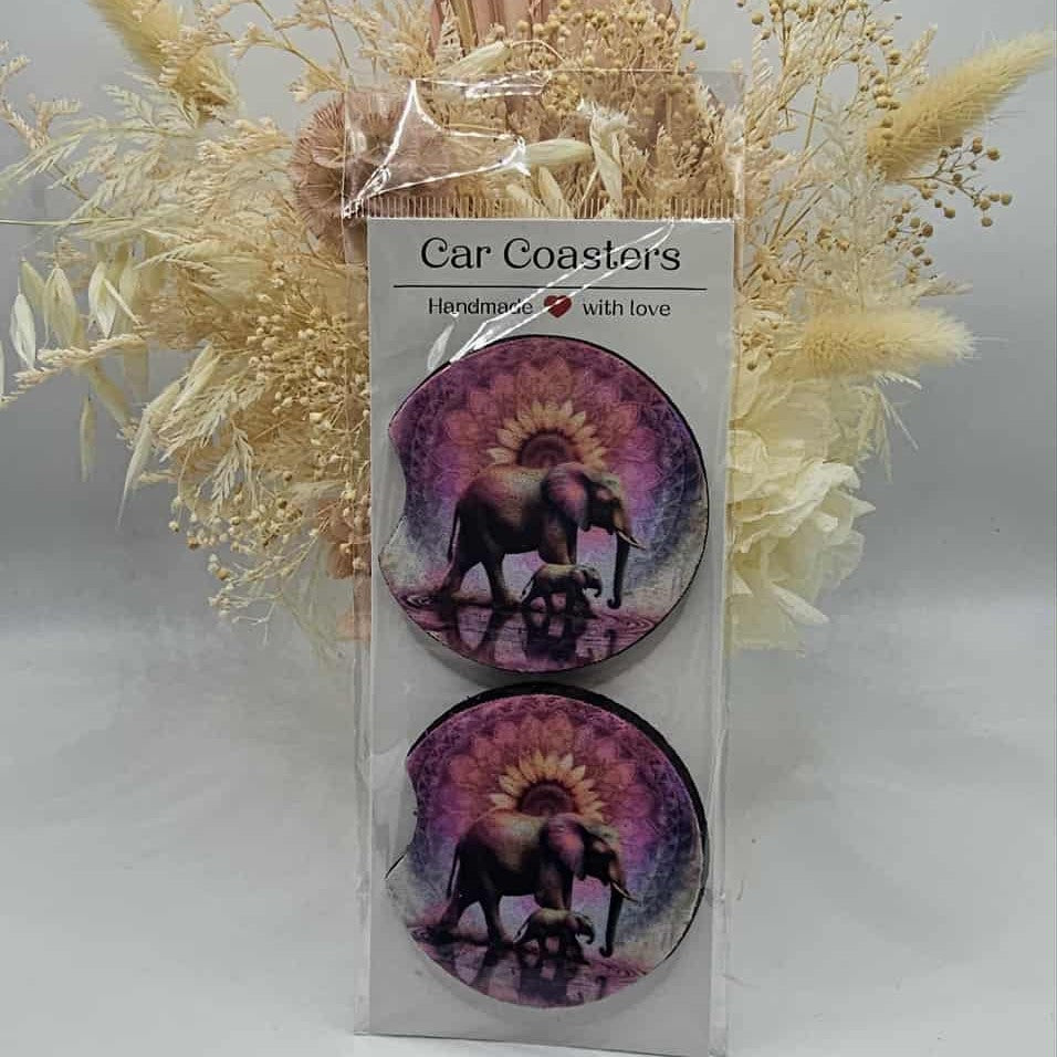 Elephant Mandala Car Coasters