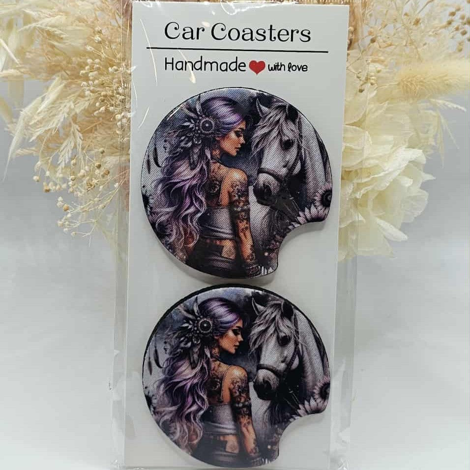 Boho Girl & Horse Cae Coasters