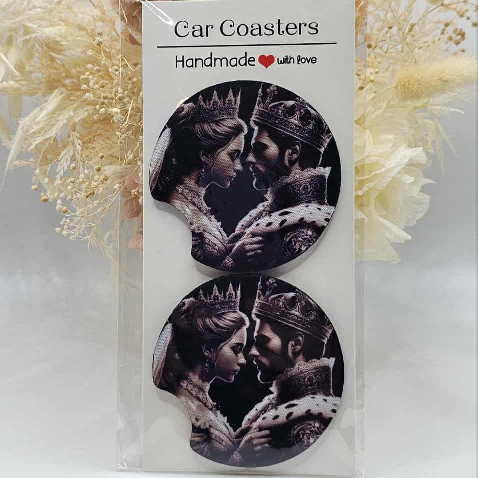 King & Queen Car Coasters