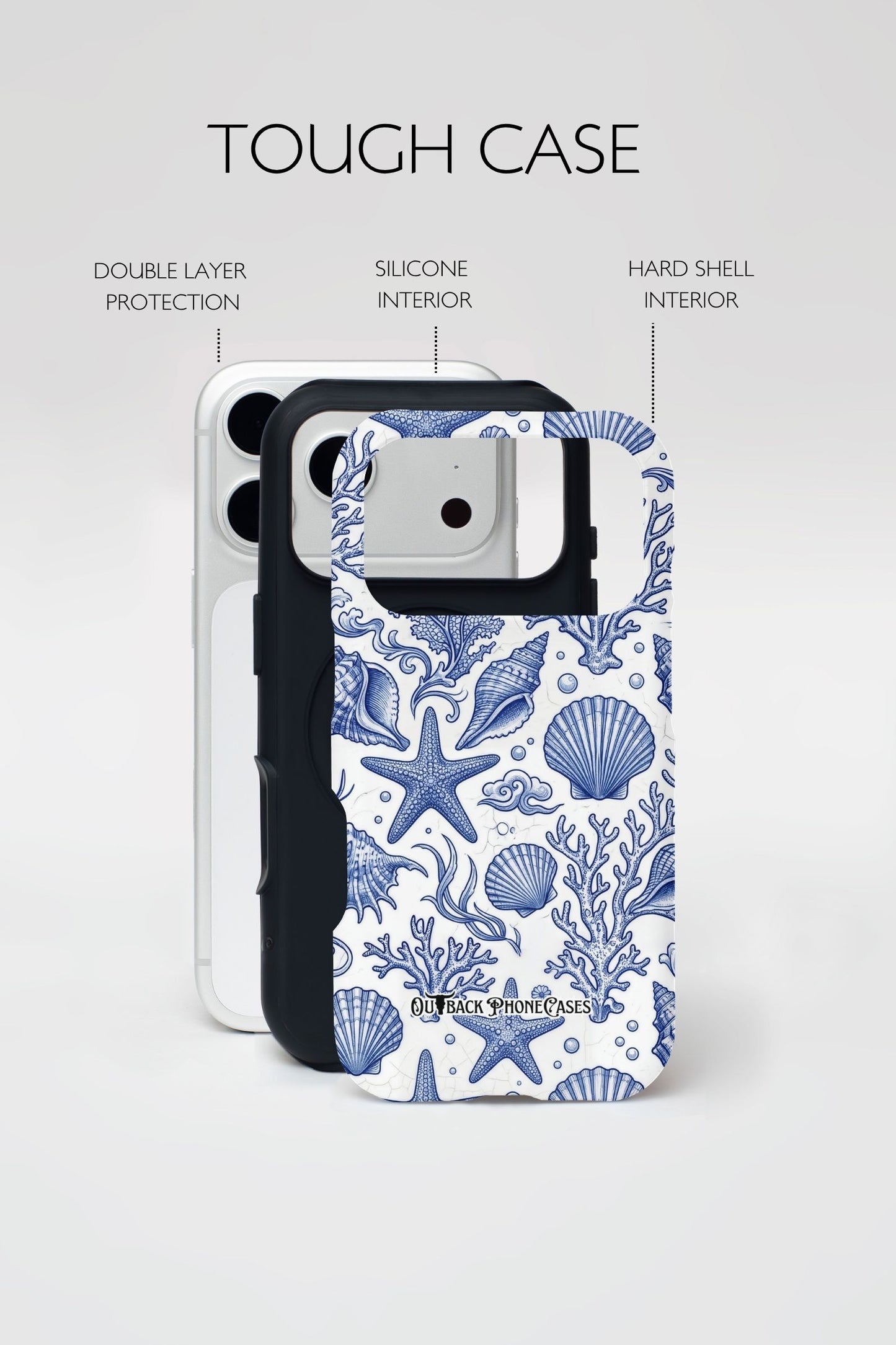 MagSafe Dual Layer Phone Case - Blue Shells