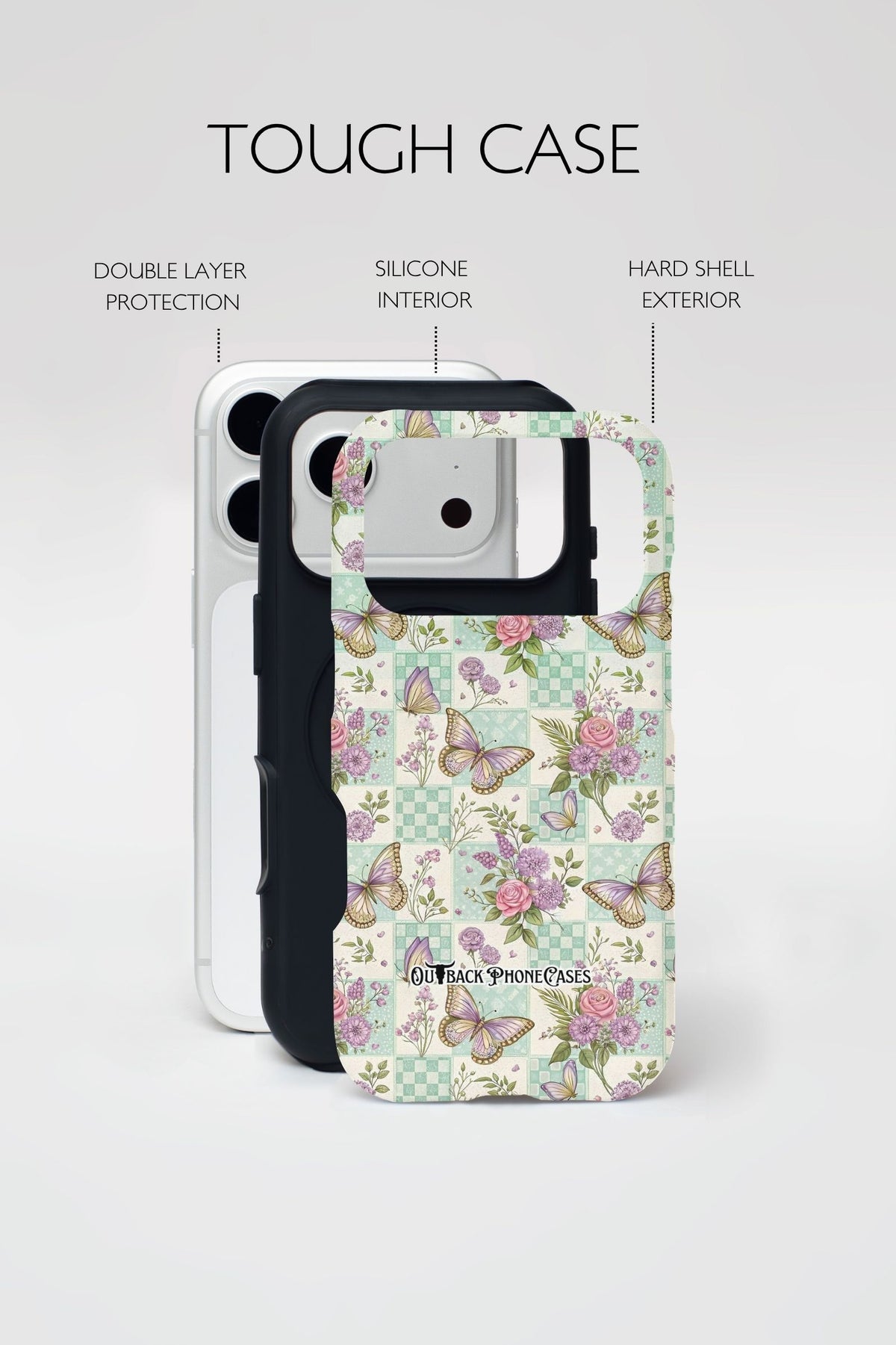 MagSafe Dual Layer Phone Case - Patchwork Butterflies