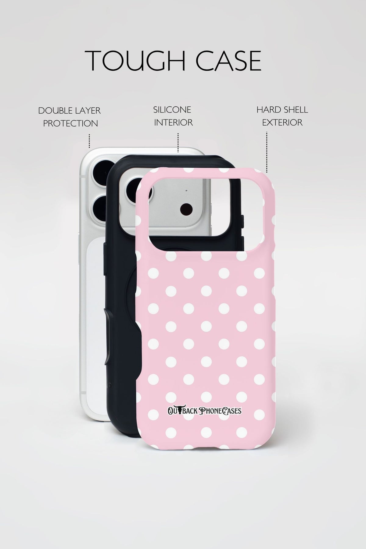 MagSafe Dual Layer Phone Case - Pink Polka Dot