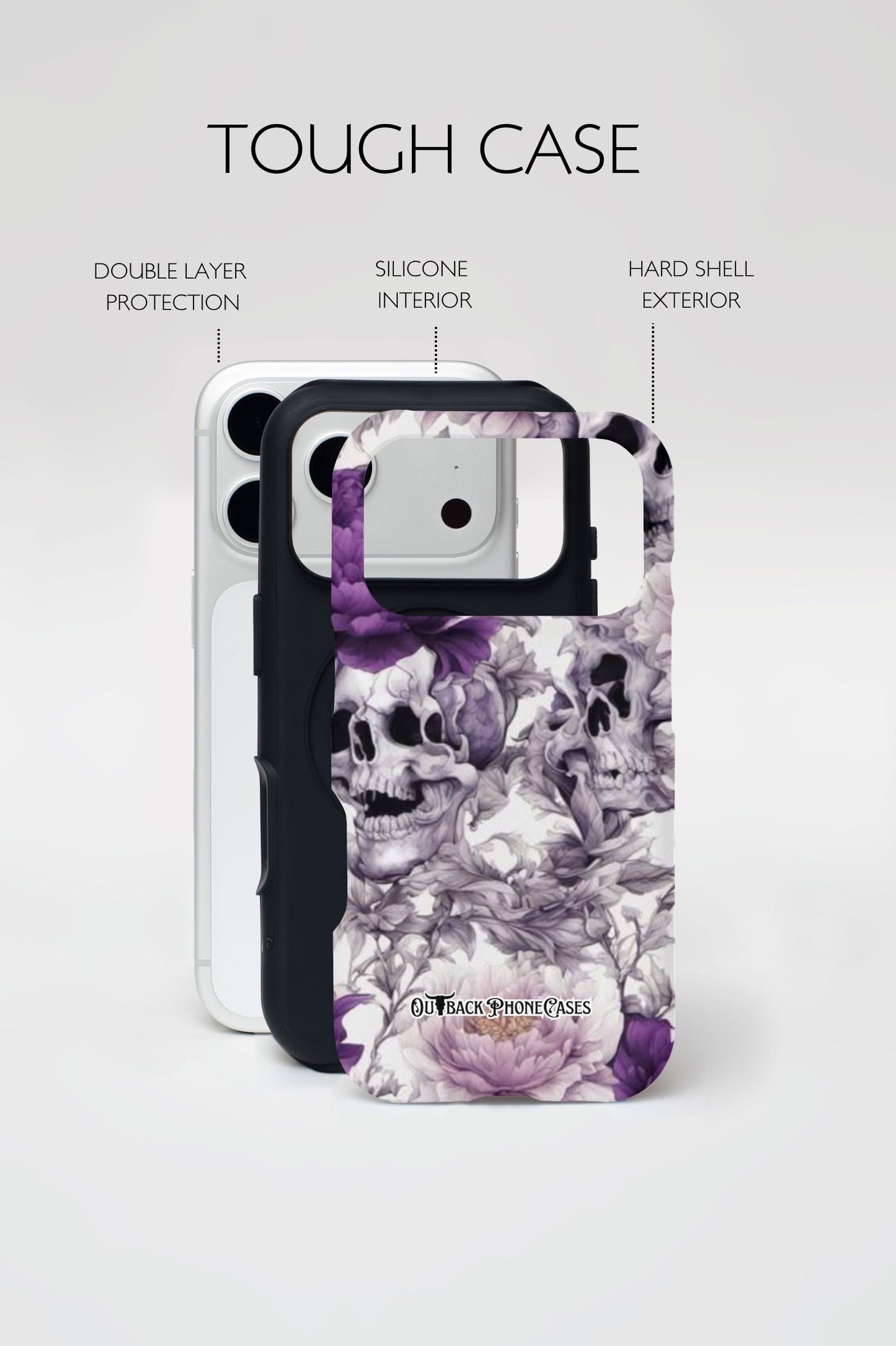 MagSafe Dual layer Phone Case - Purple Skulls