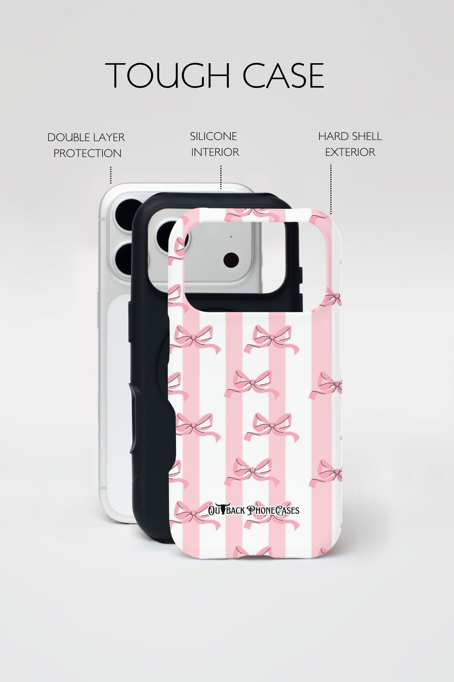 MagSafe Dual Layer Phone Case - Stripe Bows
