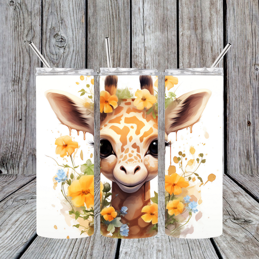 Cute Giraffe - yellow flowers