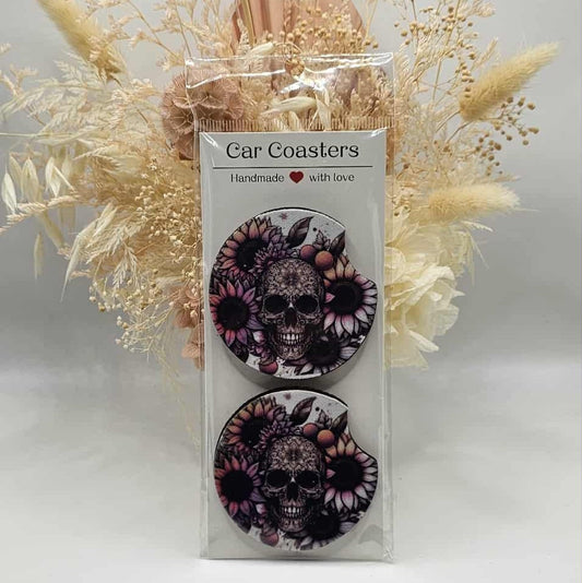 Daisy Skull Car Coasters