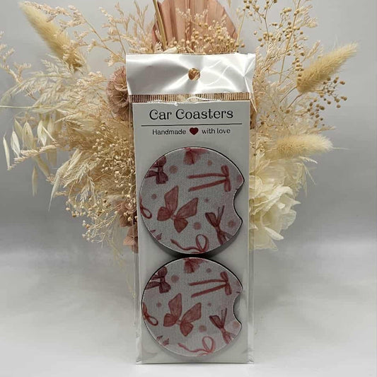 Pink Bows Car Coasters