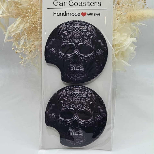 Black Skull Car Coasters