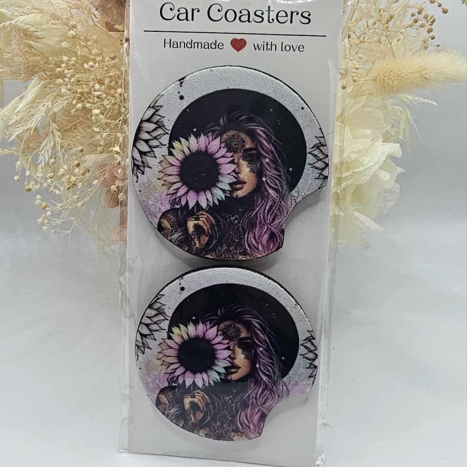 Boho Daisy Car Coasters