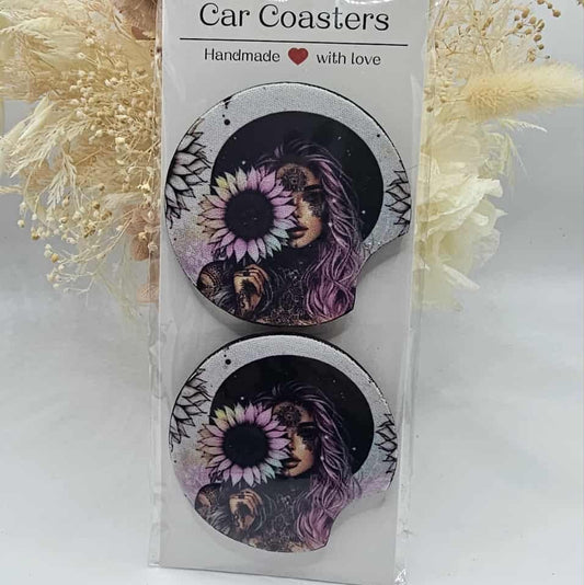 Boho Daisy Car Coasters