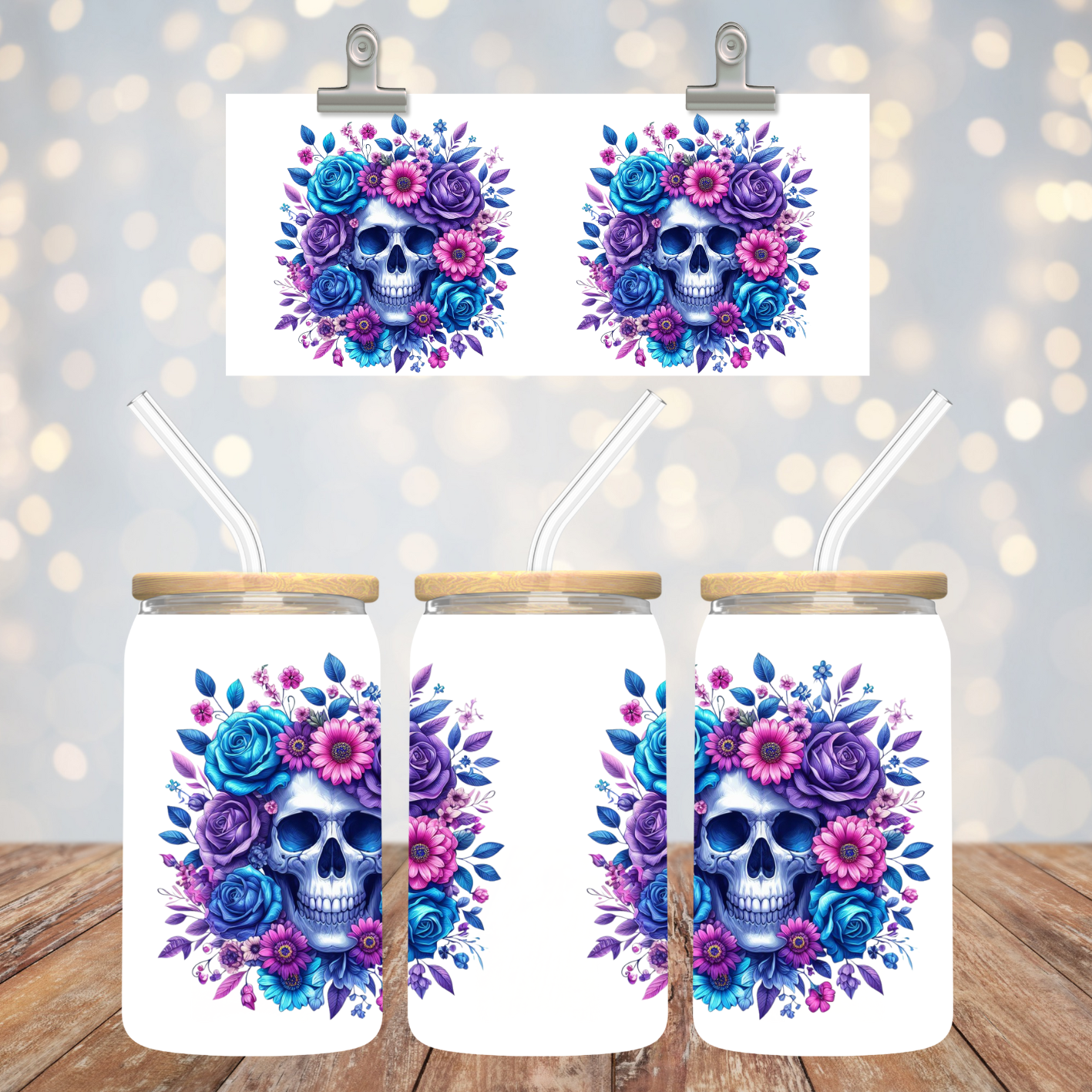 Purple Flowers & Skull