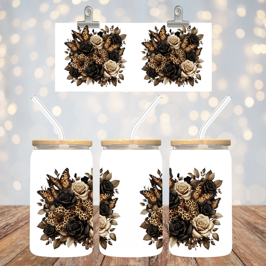 Black Roses, Leopard flower & Butterflies