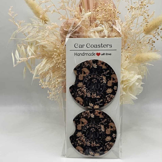 Coffee Skulls Car Coasters