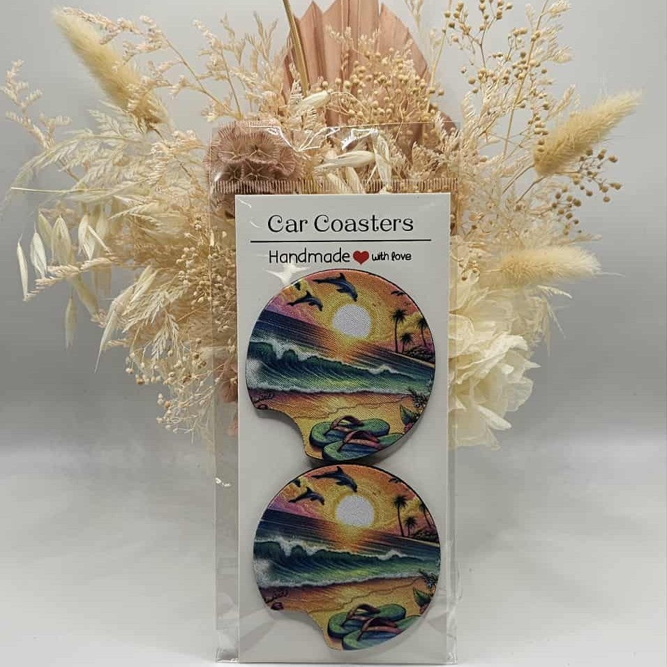 Sunset Beach Car Coasters
