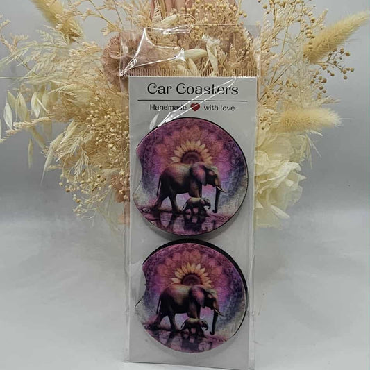 Elephant Mandala Car Coasters