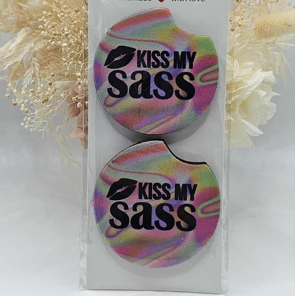 Kiss my Sass Car Coasters