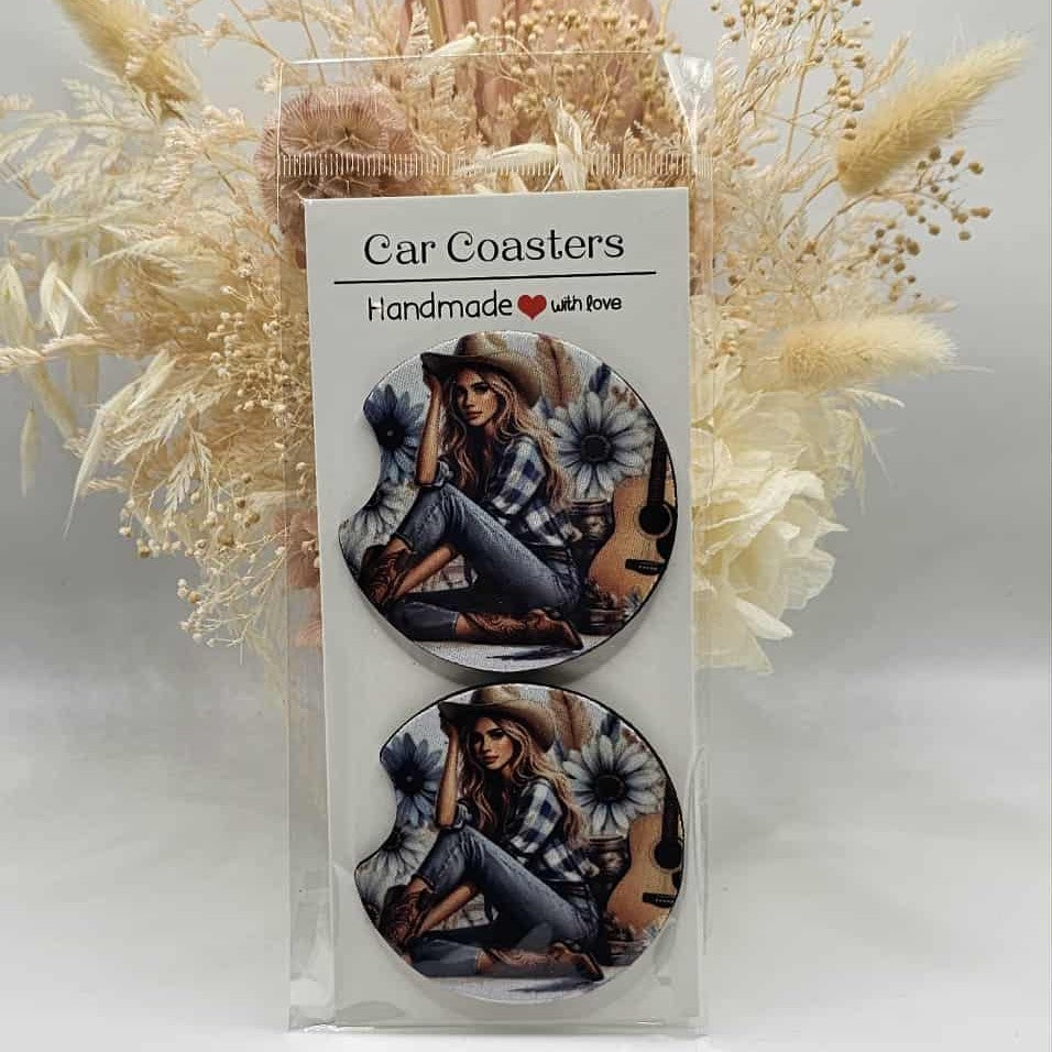 Cowgirl Car Coasters