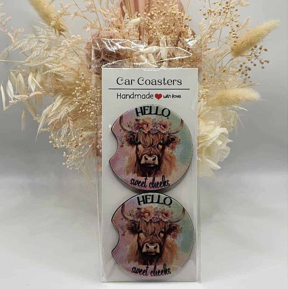 Hello Sweet Cheeks Car Coasters