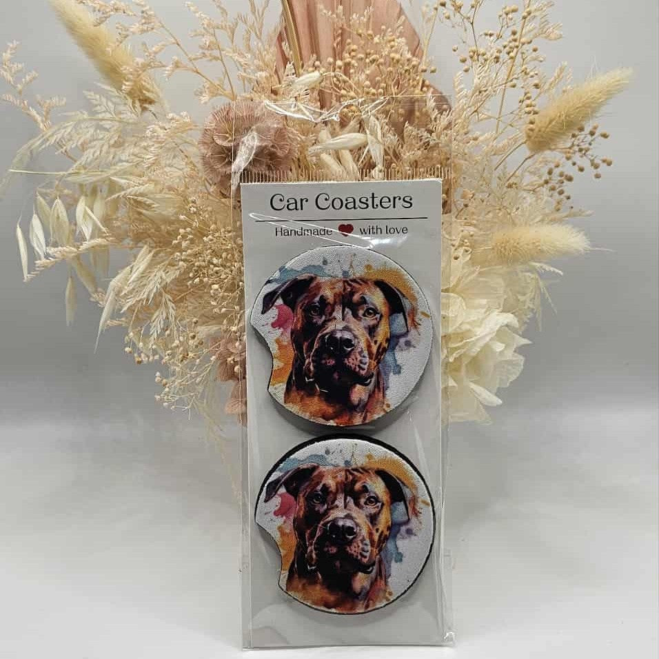 Watercolour Staffy Car Coasters