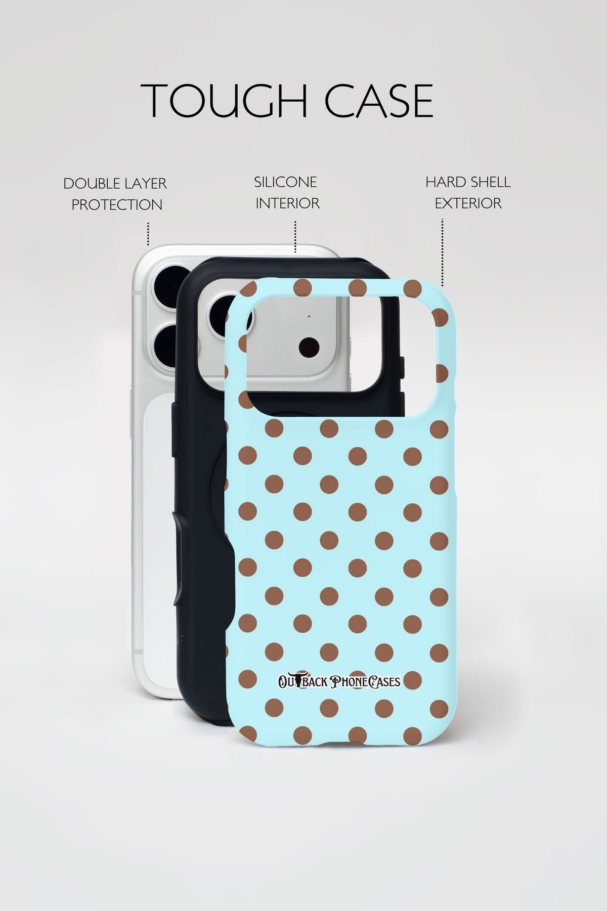 MagSafe Dual Layer Phone Case - Blue Polka Dot