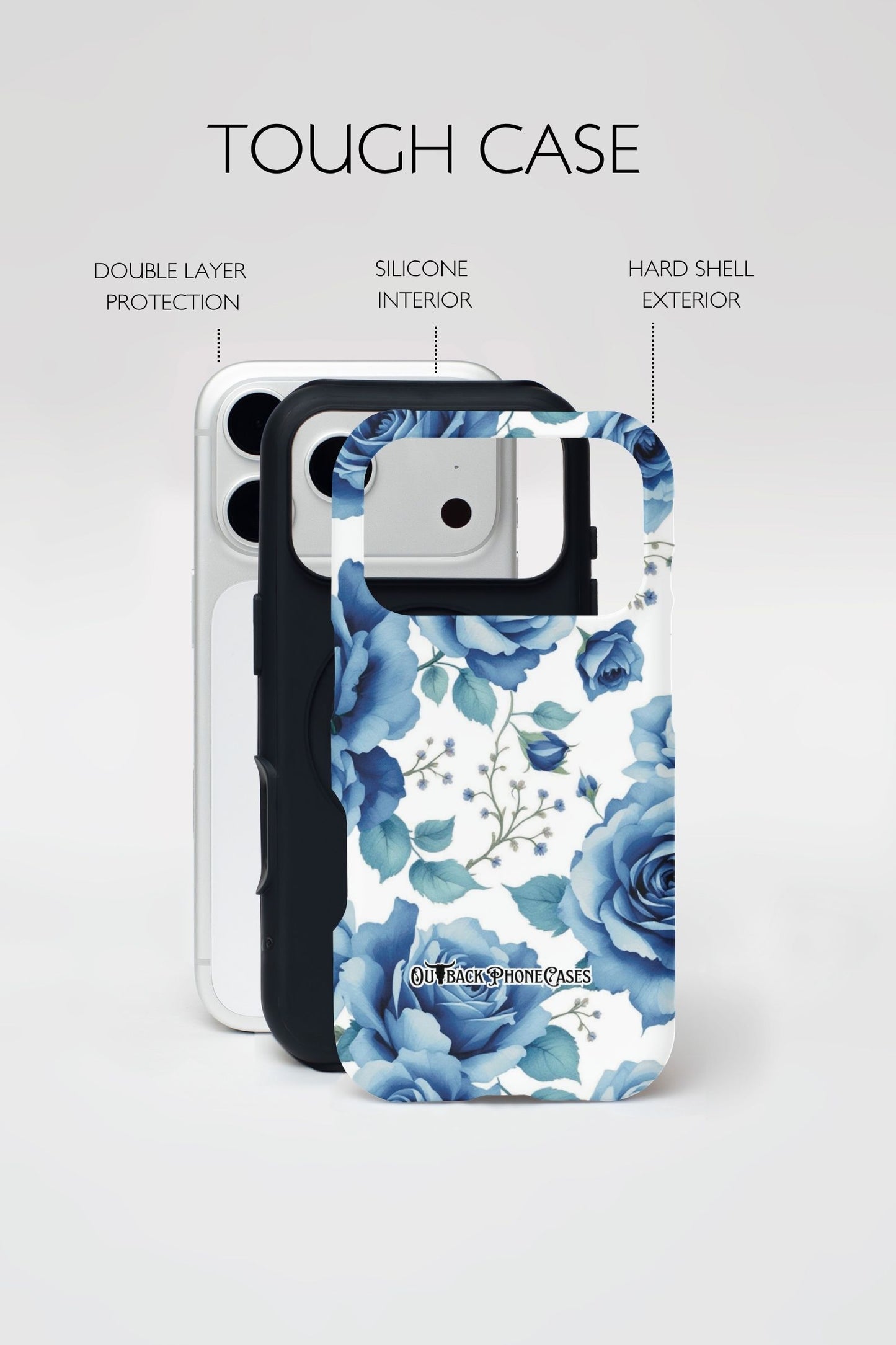 MagSafe Dual Layer Phone Case - Blue Rose