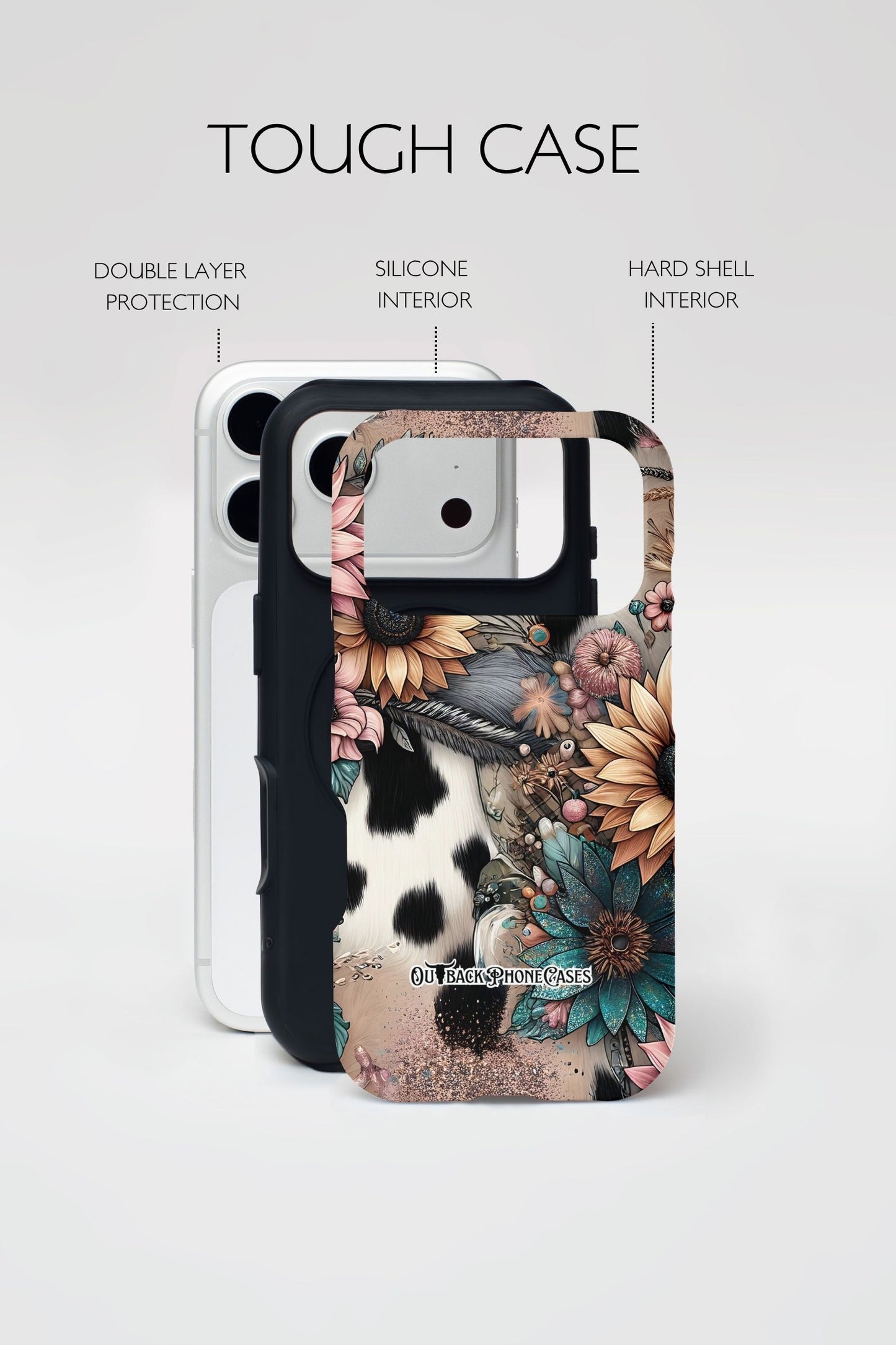 MagSafe Dual Layer Phone Case - Cowhide Flowers