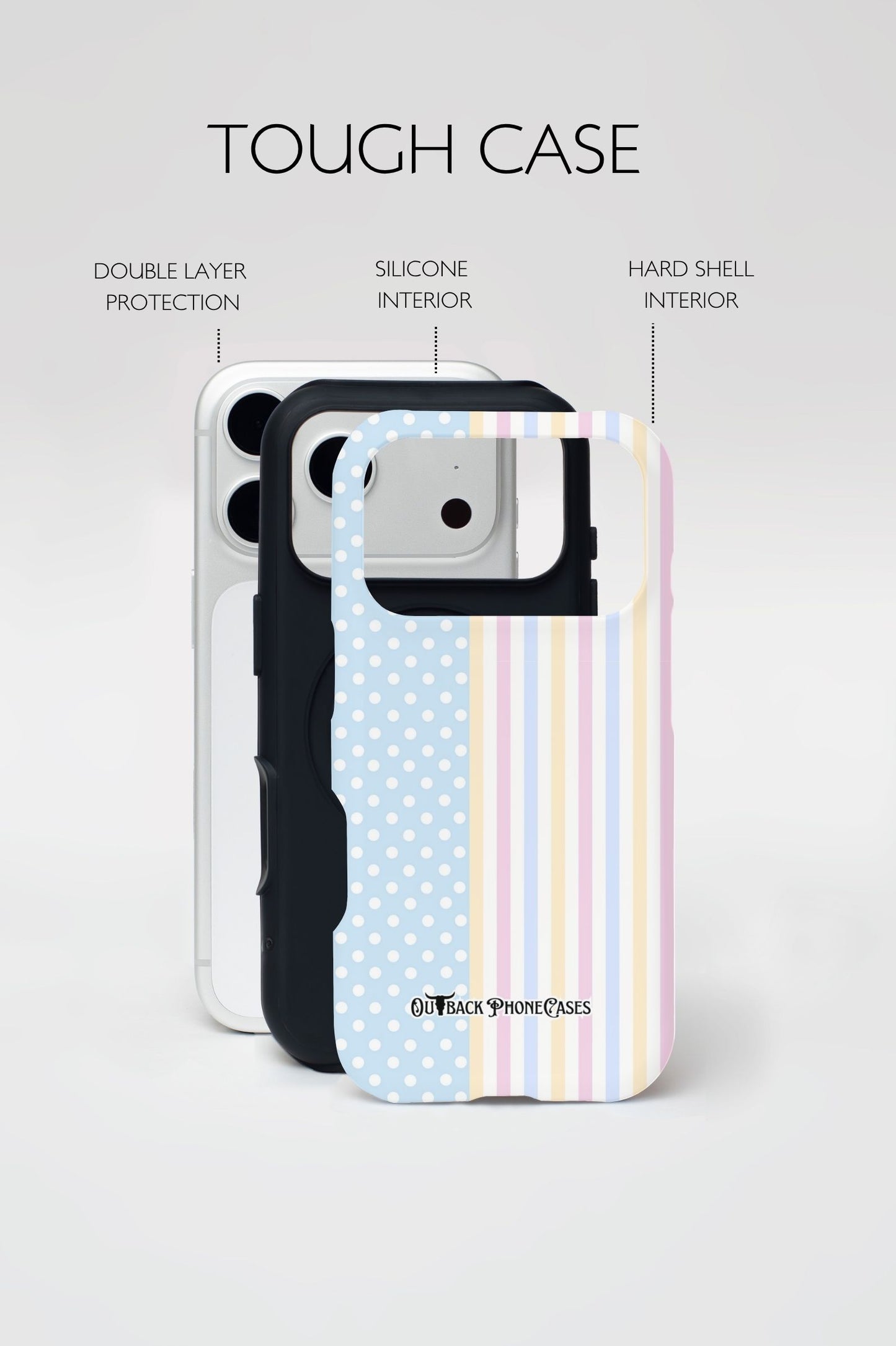 MagSafe Dual Layer Phone Case - Pastel Dotty Stripes