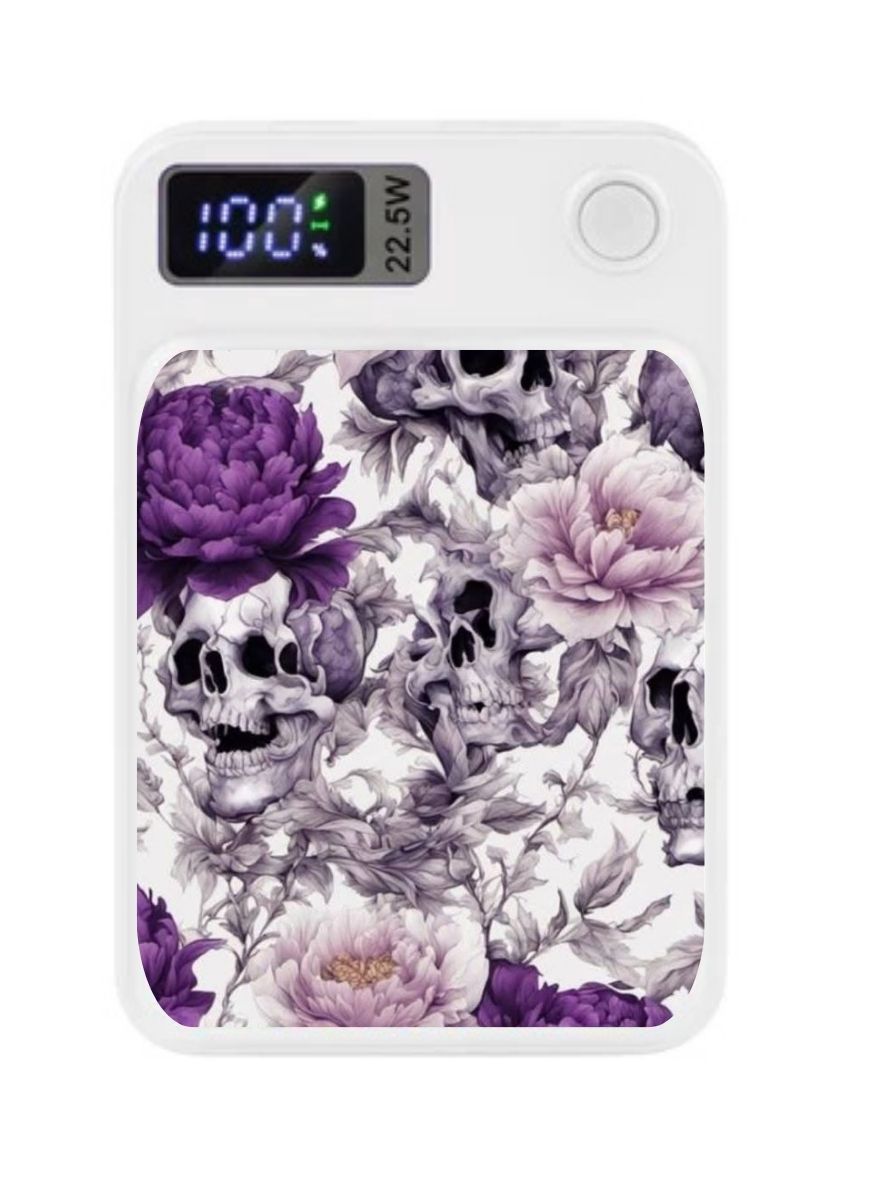 MagSafe Power Bank Charger - Purple Skulls