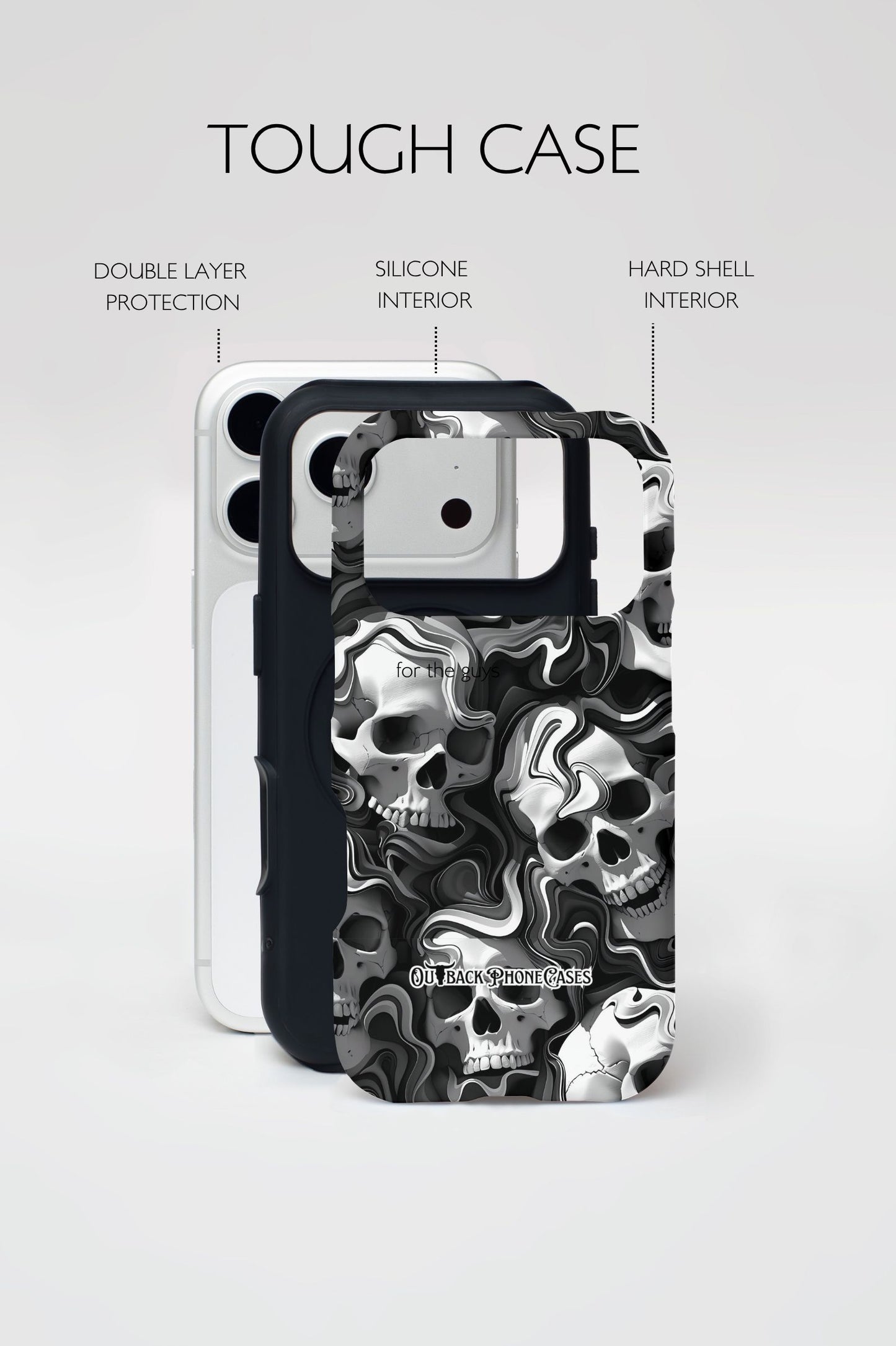 MagSafe Dual Layer Phone Cover - Black Skulls
